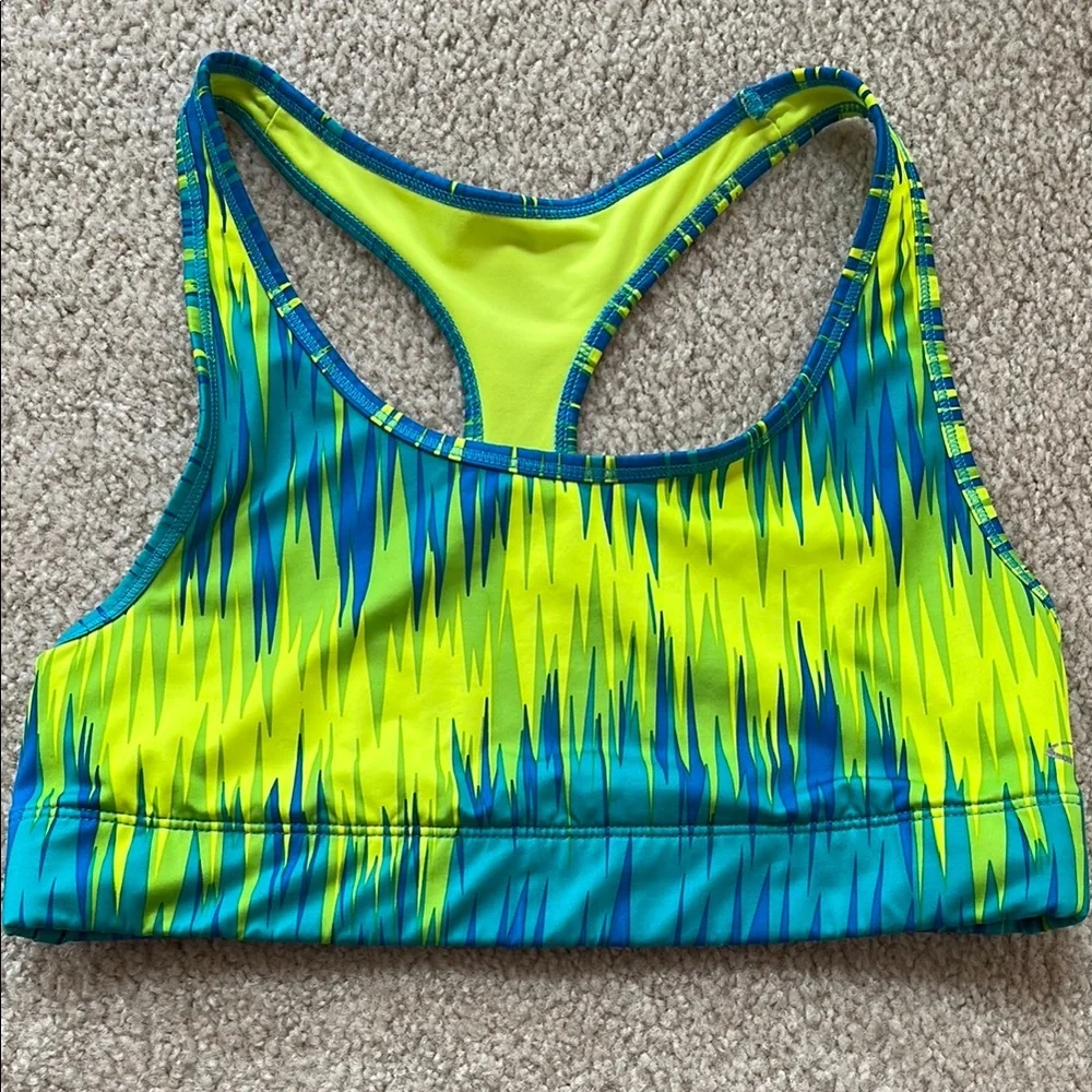 Vibrant Blue and Yellow Women's Sports Bra